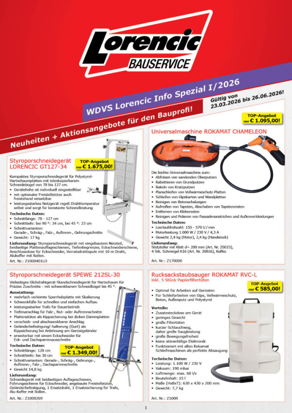 Aktionsfolder WDVS Lorencic Info Spezial I/2026